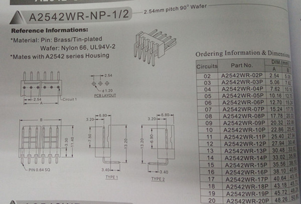 Shrouded Header No Breakdown 2.54mm Pitch Male Connector RoHS Compliance Wafer Connector