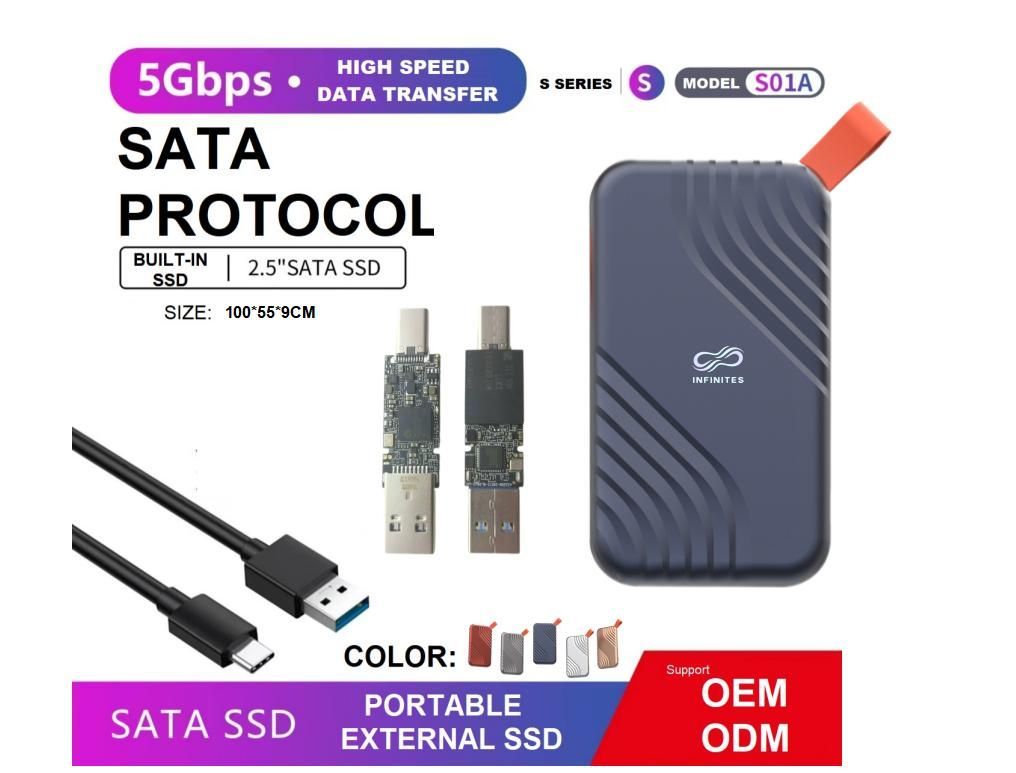 Wholesale Different Capacity High Speed Data Transfer Portable External SATA SSD Built in SSD 5gbps Ngff and Nvme Interface Custom and Free Mold Opening