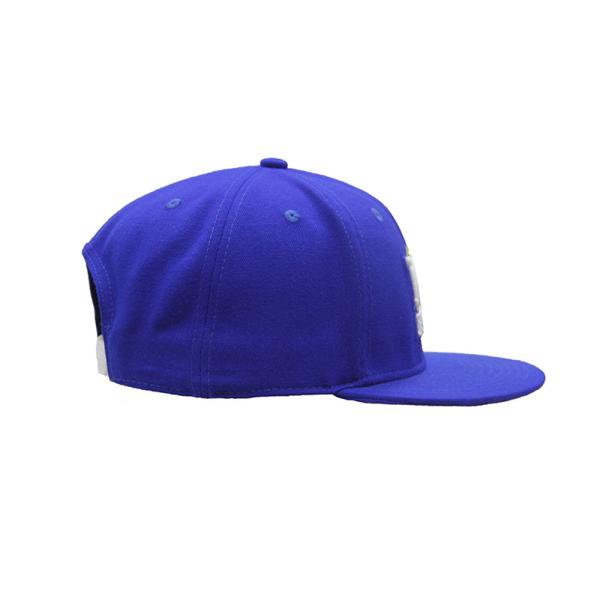 Promotional Hat Custom Blue Flat Brim Snapback Plastic Closure 6 Panels Wool Cap with 3D Embroidery blue