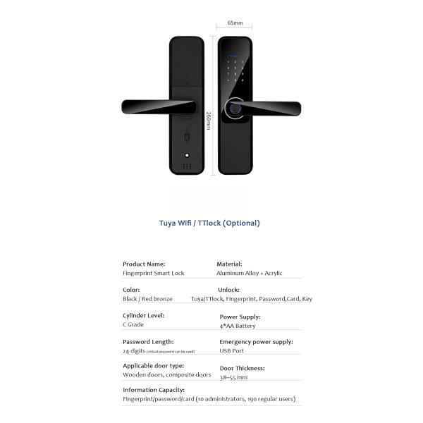 Tuya Wifi Smart Camera Lock Cloud Storage Apartment Bedroom Door Lock