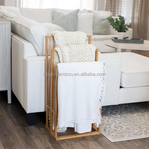 Large Three Tier Bamboo Drying Rack Towel Storage For Bathroom Custom