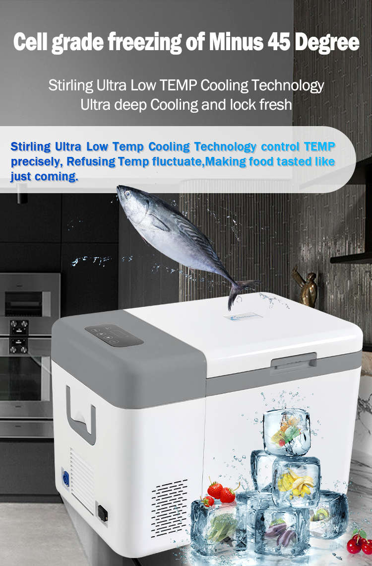 Under Table Portable Ultra Low Temp -45C Stirling Cooler with HE Refrigerant and Style