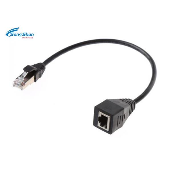 LAN Network Patch Cord Custom Black SFTP Cat 6 24AWG Bare Copper Conductor