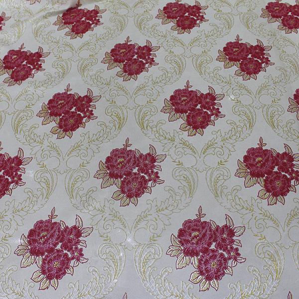 Quality 210cm Wide 80gsm Knitted Polyester Tricot Fabric With Red Rose Pattern for sale