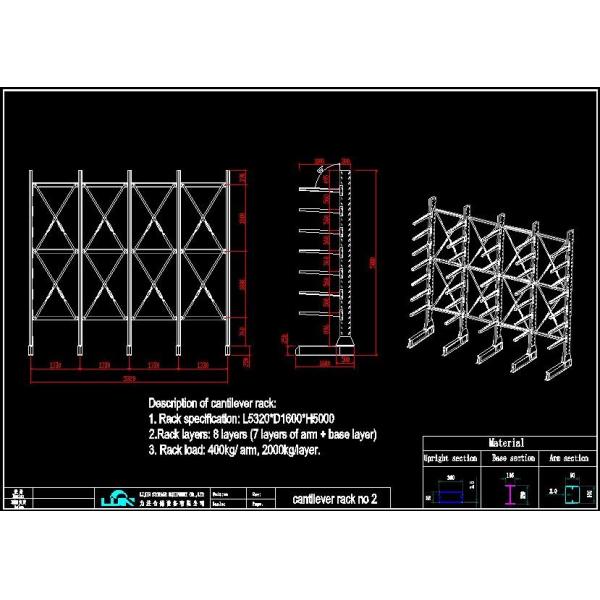 Double - Sided Selective Adjustable Cantilever Racking System Strong Load Capacity