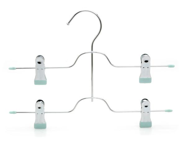 Quality 2 Tier Chrome Clothes Hangers With 4 Adjustable Non Slip Clips for sale