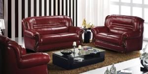luxury living room top leather sofa 1+2+3 brown genuine leather sofa set