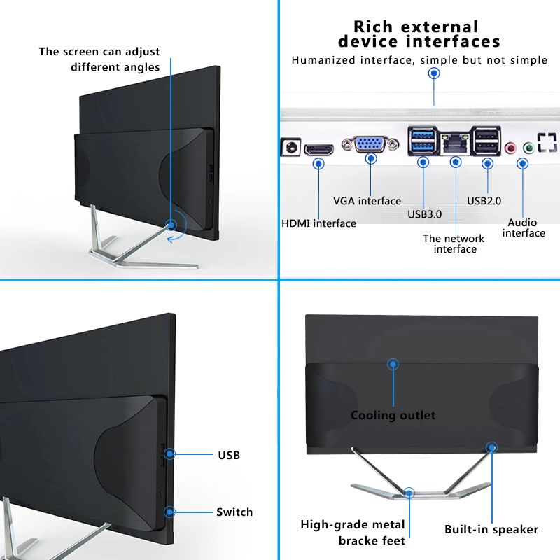 21.5 Aio All-in-one Pc Office Desktops I5 7300HQ AllInone Computer With Webcam