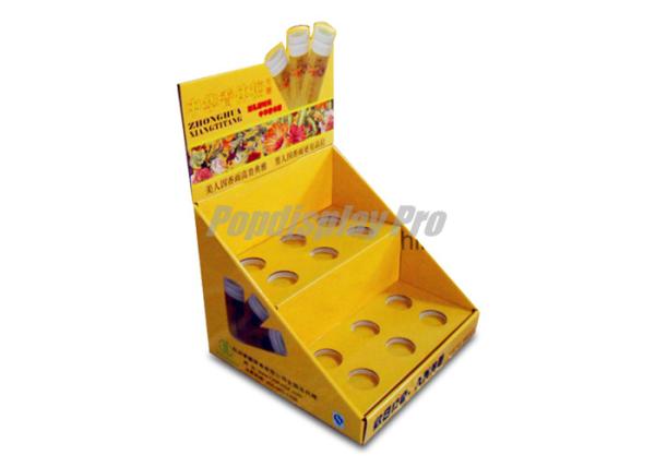 Quality Yellow Counter Top Cardboard Candy Display Recycled With 12 Round Dividers for sale