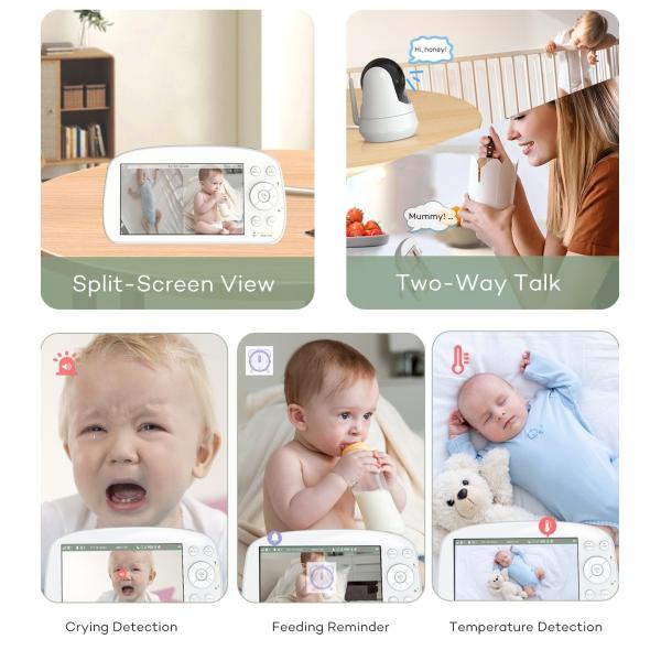 Wireless Baby Monitor with 5.5" HD Screen & 360° Pan-Tilt