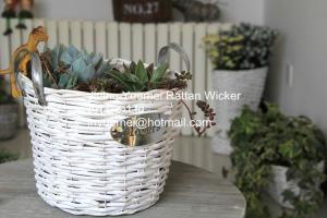 2016 new style wicker garden baskets round shape willow garden plants basket with handle