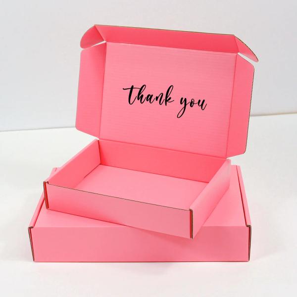 Custom Logo Printing Cardboard Shipping Mailer Box Pink Cosmetics Mailing Packaging Boxes With Raffias