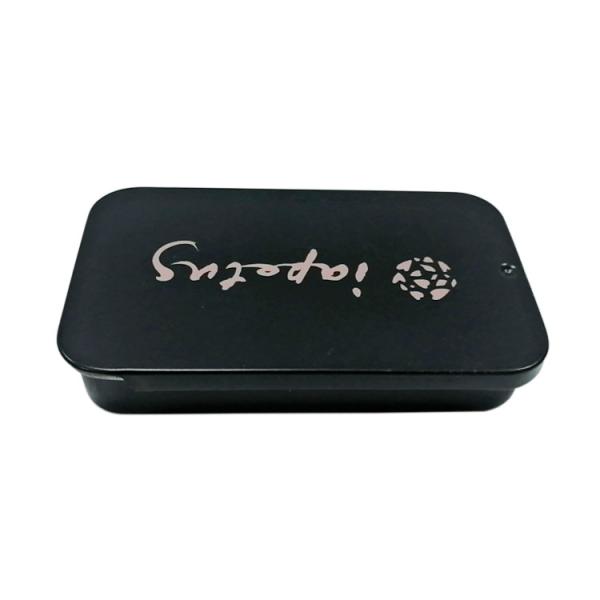 Quality Mini Portable Rectangular Food Storage Tins Slide Top Tin Container For Candies Pills for sale