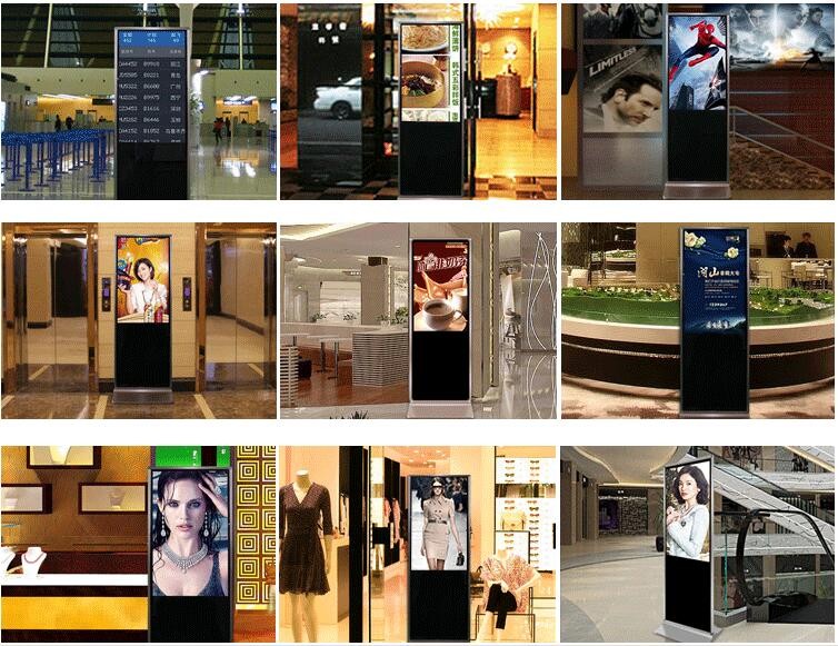 65" inch floor stand LCD totem Kiosk advertising signage monitor UHD 4K resolution supportHD-MI DP VGA input