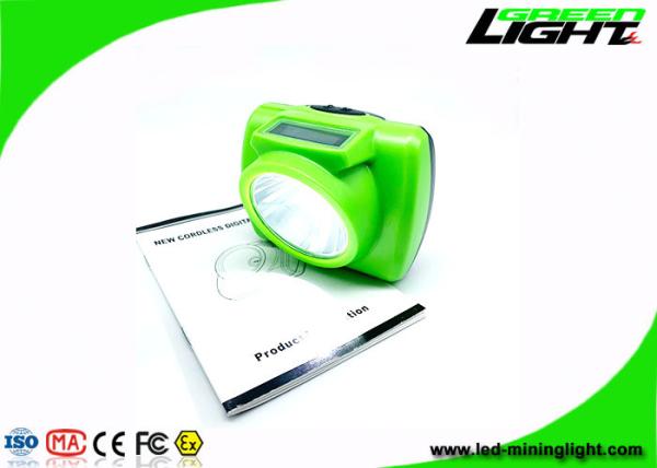 Quality Portable 13000 Lux Cree Led Miner Headlamp with OLED Display SOS 232lum Adjustable Stainless Steel Clip for sale