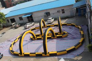 China Fireproof Material Inflatable Race Track For Karting Yellow & Black on sale
