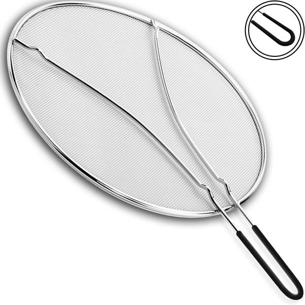 Quality 13" Grease Splatter Screen for Cooking with Heavy Duty Ultra Fine Mesh Plus Silicone Hot Handle Holder for sale