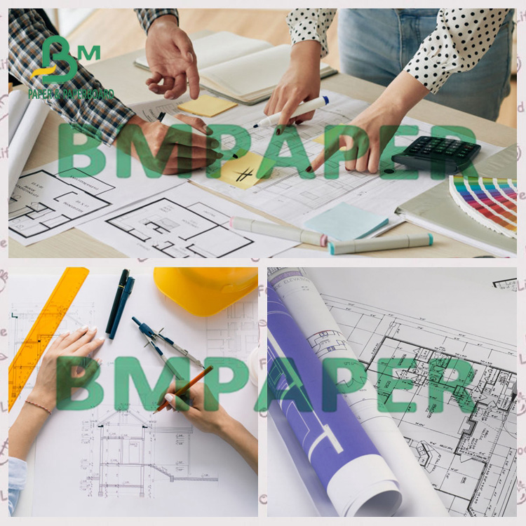 20LB Single Sided Blue CAD Plotter Drawing Paper For Everyday Use