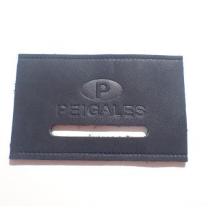 Black Label Logo Embossed Leather Patches For Jeans / Clothes