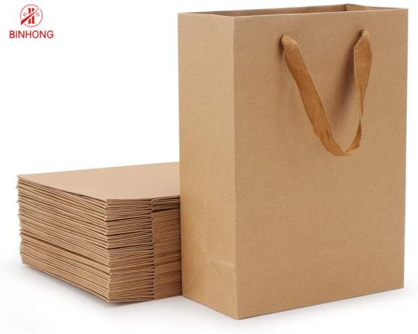 Quality Glued 30cm Paper Standing Pouch With Twisted Handles for sale