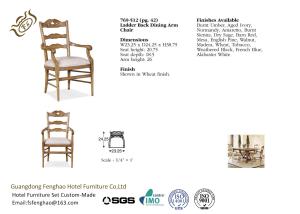 Classcial Ladder Back Dining Chairs With Armrest , Dining Room Side Chairs
