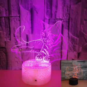 China OEM animal logo Colorful 3D Volt Cat Light 3D Illusion LED Light Acrylic Visual Stereo Light Touch USB Table Lamp on sale