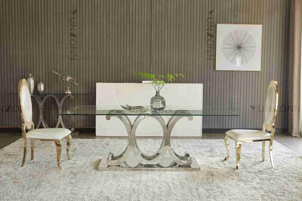 Quality Modern 10 Seaters SS Dining Table With Tempered Glass Removable for sale