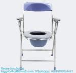 Folding Lightweight Commode Chair With Top Loading Easily Removable Chamber Pot,