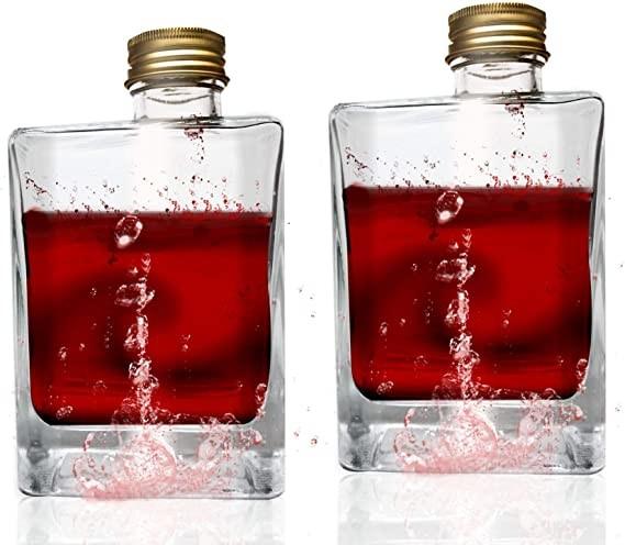 Quality 2 Packs Square Glass Bottles for Juice Beer Champagne Smoothies Soda Liquor Beverage for sale