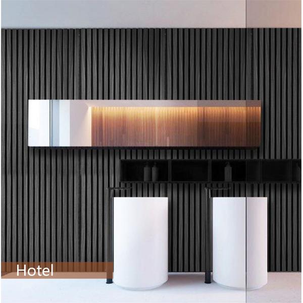 2400mm Natural Oak Acoustic Slat Wood Wall Panels With Black Grey Felt Backing