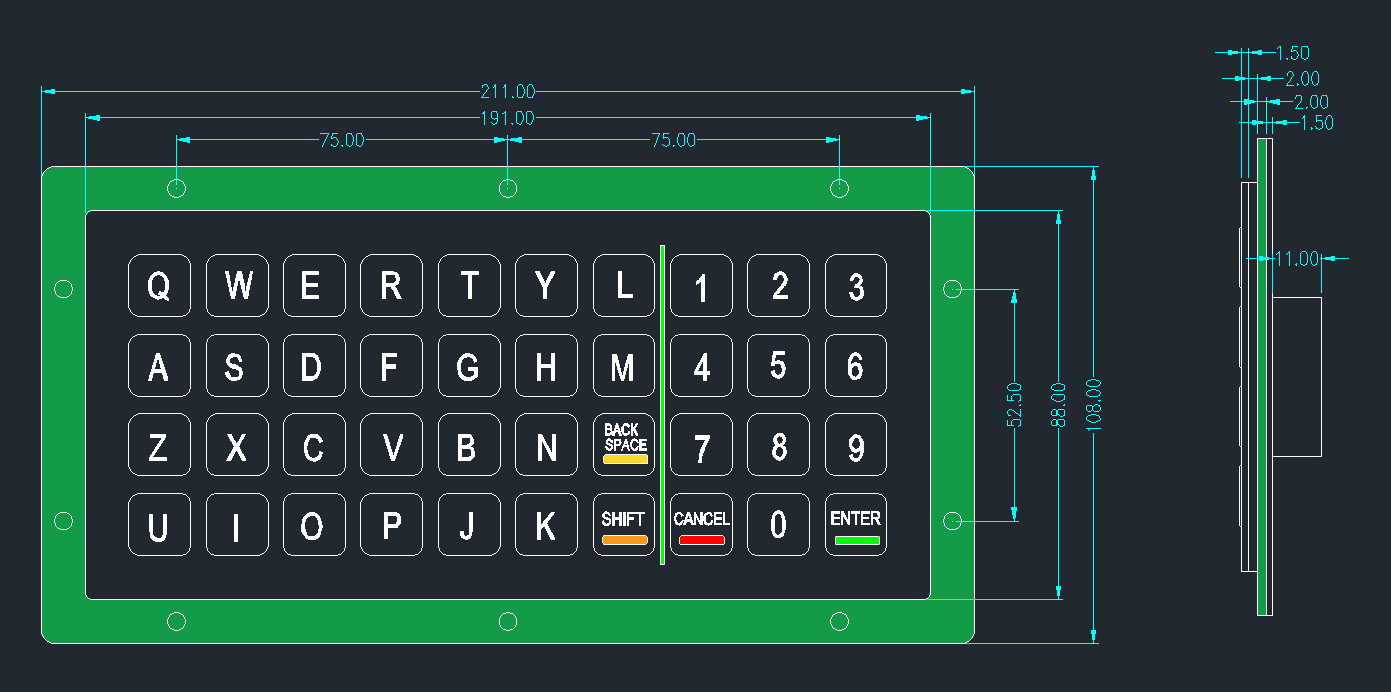 PINPAD 40 key LED waterproof metal keyboard GZ-C001055 R232 interface