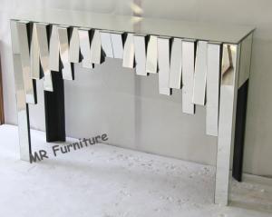 Beveled Edge Antique Silver Console Table 15mm Thickness MDF Frame