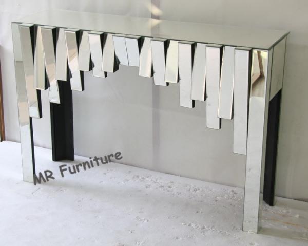Quality Beveled Edge Antique Silver Console Table 15mm Thickness MDF Frame for sale