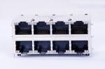 2X4 Port LAN Stacked RJ45 , Right Angle Switch RJ45 Modular Jack 0810-2H4R-C8-F