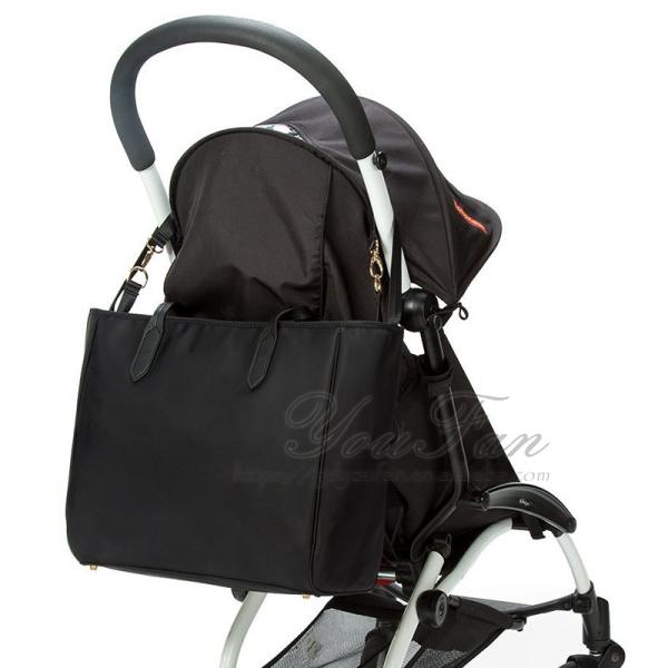 Diaper Totes Handbag with Changing Pad Baby Stroller Leather