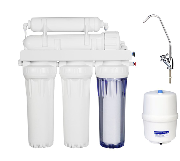 5 stage white 10inch Manual Flush Water Reverse Osmosis Machine without pump