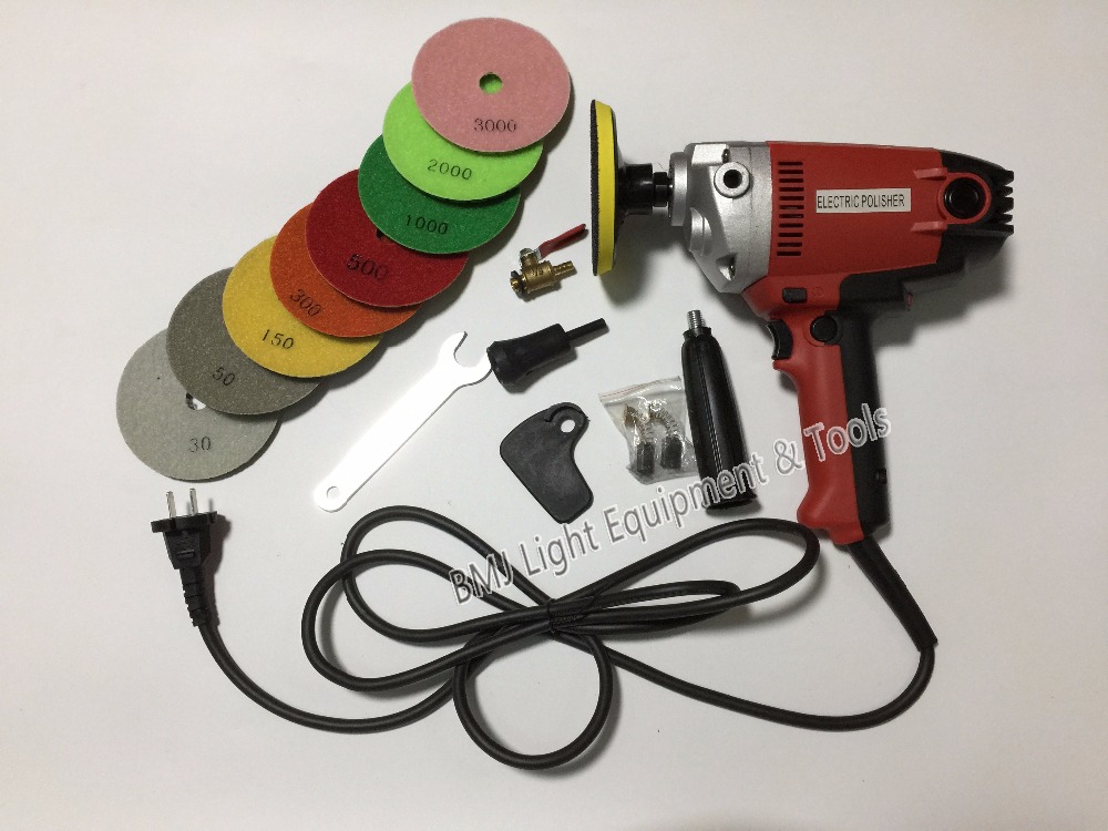  electric wet stone polisher hand grinder water mill variable speed with 8 units wet polishing pad 220v 900W 4 inch (3)