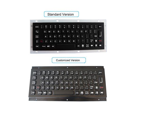 Quality IP67 Black Metal Industrial Keyboard Vandal Proof Panel Mount for sale
