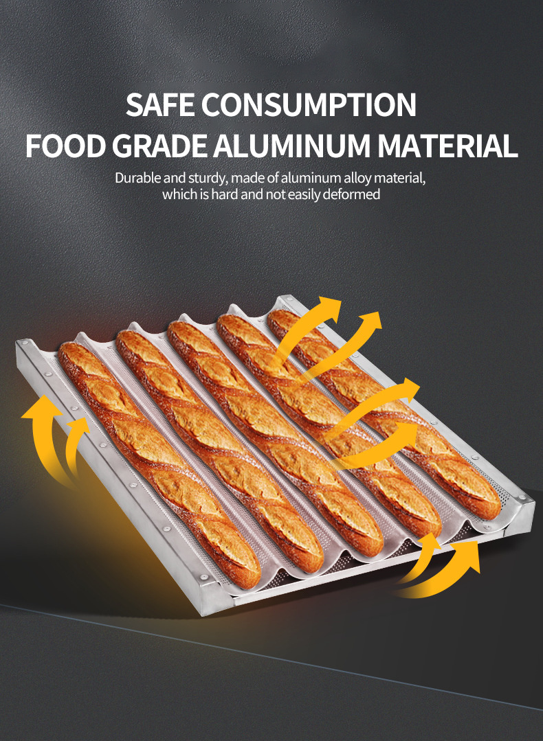 Professional Non-Stick Coating Aluminum Alloy French Bread Baking Tray Mold