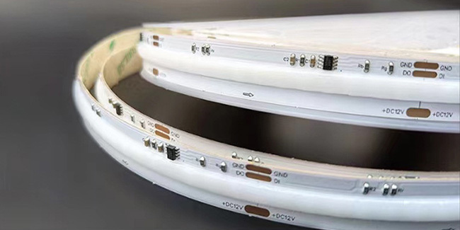 24v Addressable LED Light Strip Rgb Dimmable Cob Light Strip With 672 Leds Quantity