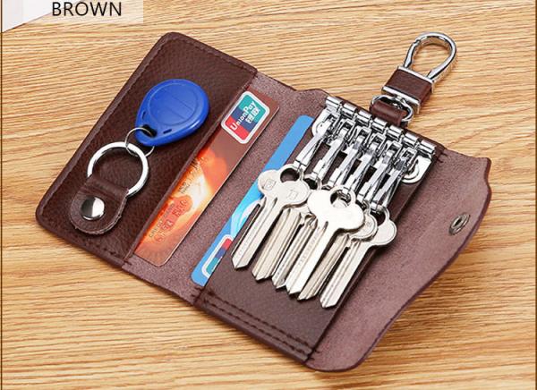 Quality Cowhide waist key chain household large capacity fashion multi-function car lock key bags for sale