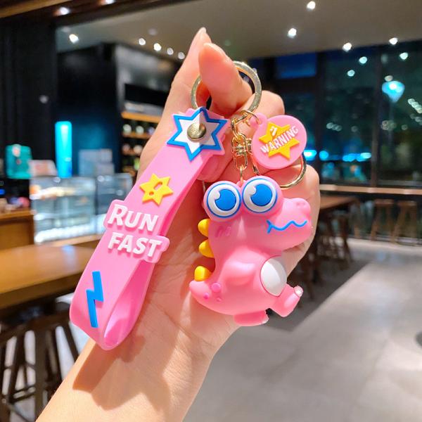 Cute Cartoon Keychain Pendant Silicone Stationery Novelty Dinosaur Charm Keyring For Boys Girls