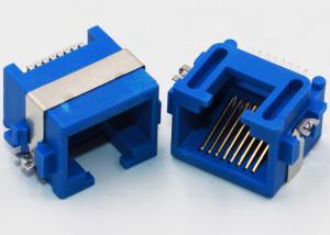 Buy cheap Blue Color RJ45 PCB Mount Socket Half Shielded 1.27mm Terminal Pitch For Ethernet product