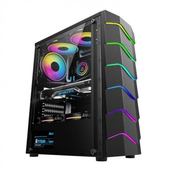 Quality ETEK Luminous Computer Case, Wave LED Strip Front Panel, ARGB Light Effect,Support Water-cooled Radiator for sale