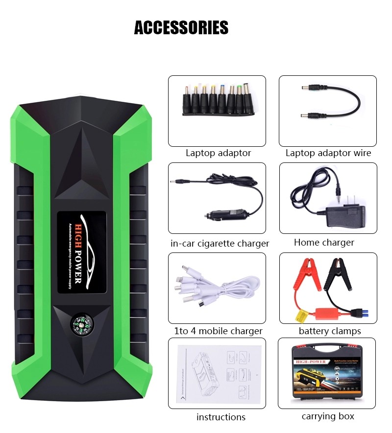 Multi Function 12000mAH Portable Power Bank Battery Jump Starter