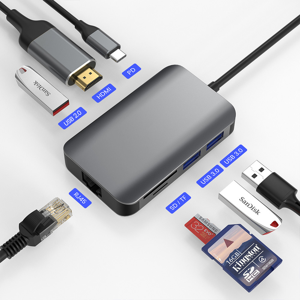 Plastic 4 Port USB 3.0 Hub Driver , USB Type C Hub With Ethernet Adapter