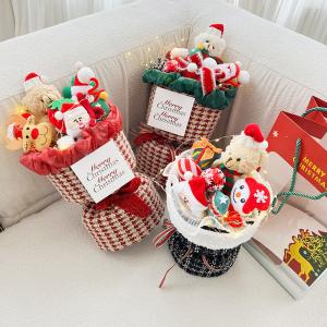 China Christmas Gift Set - Santa Claus Plush Doll Bouquet 25x30cm on sale