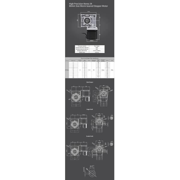 High Torque Single/Double Shaft Worm Gear Stepper Motor With Worm Gear Box Pure Copper