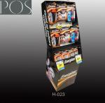 PDQ pop display stand with hooks for hang stools cardboard display rack stand
