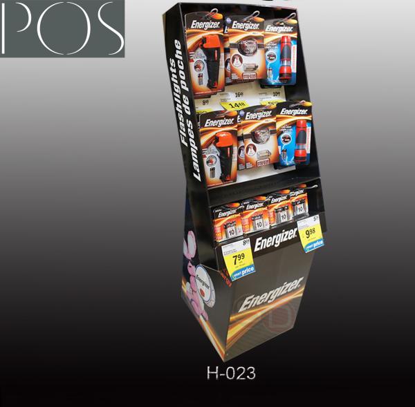 PDQ pop display stand with hooks for hang stools cardboard display rack stand